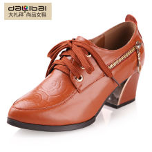 Marron oxford chaussure polonaise femmes robe formelle gros talon talons chaussures en gros